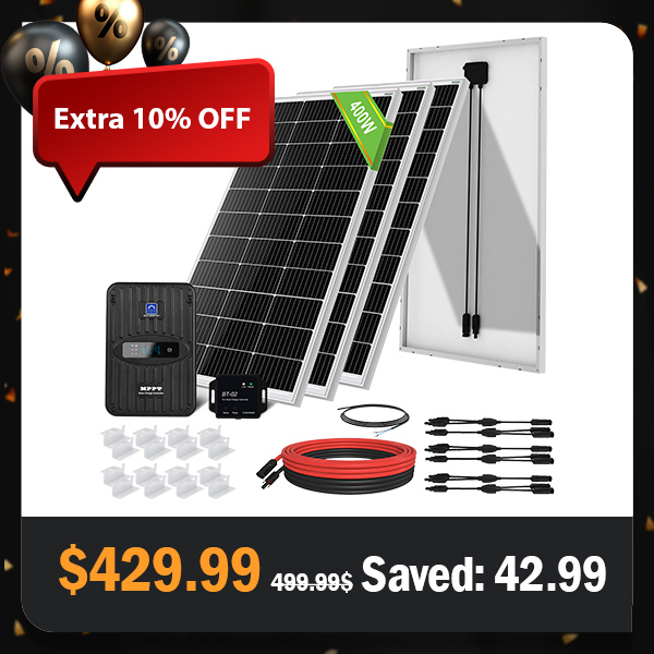 400W 12V (4x100W) Complete MPPT Off Grid Solar Kit - None